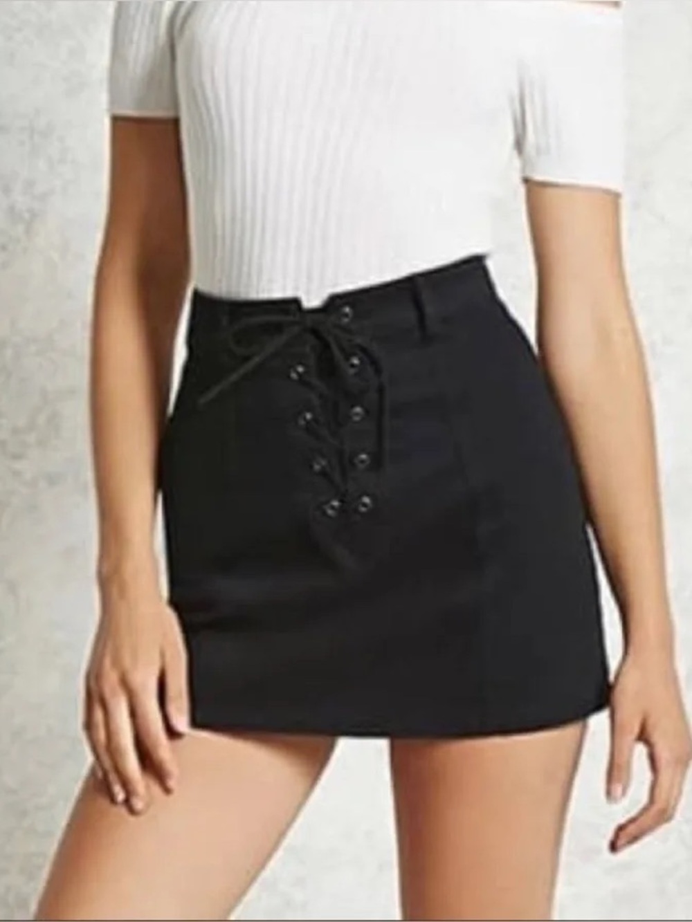 Forever 21 Black Lace-Up Mini Skirt